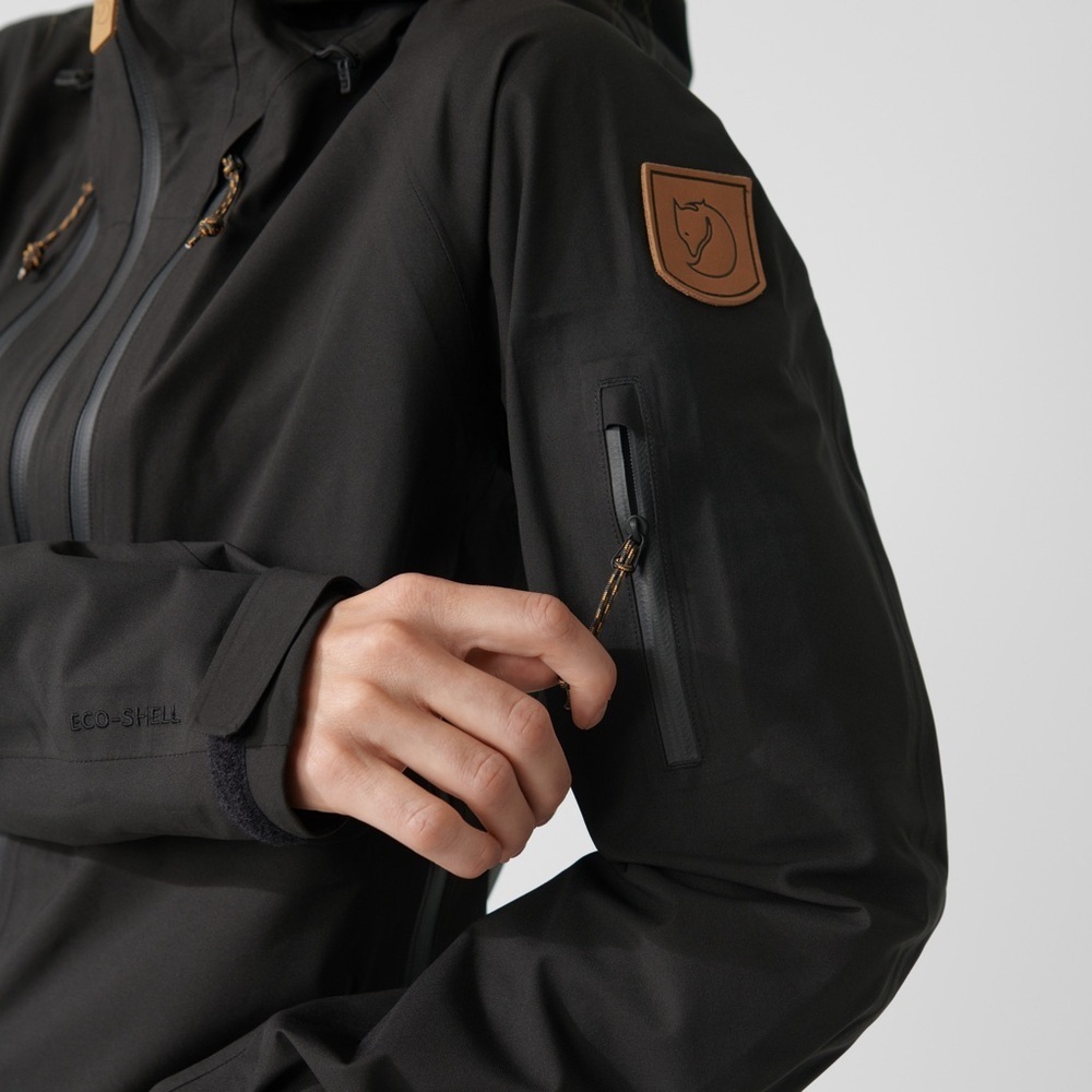 Fjällräven Keb Eco-Shell Waterproof Hooded Rain Jacket Black Women’s Small - Picture 13 of 16